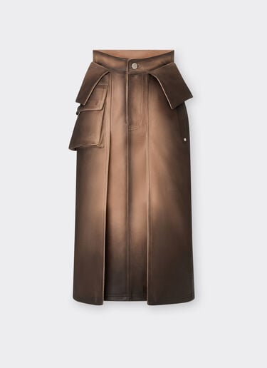 Ferrari Airbrushed leather skirt Marrone Scuro 51437f
