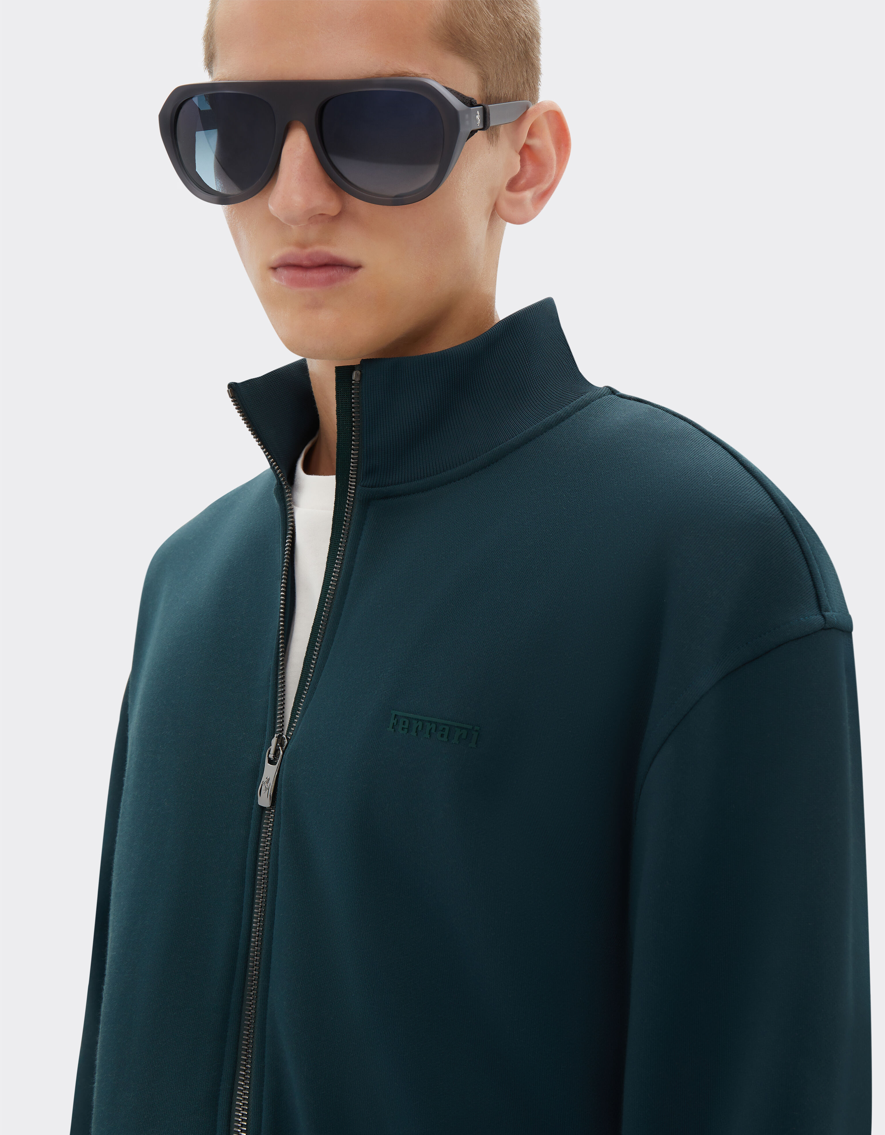 Ferrari Sweater in technical fabric with zip Army 21192f