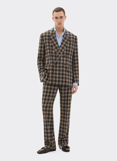 Ferrari Zweireihiger Blazer aus Schottenkaro aus Wolle Mélange-Grau 22596f