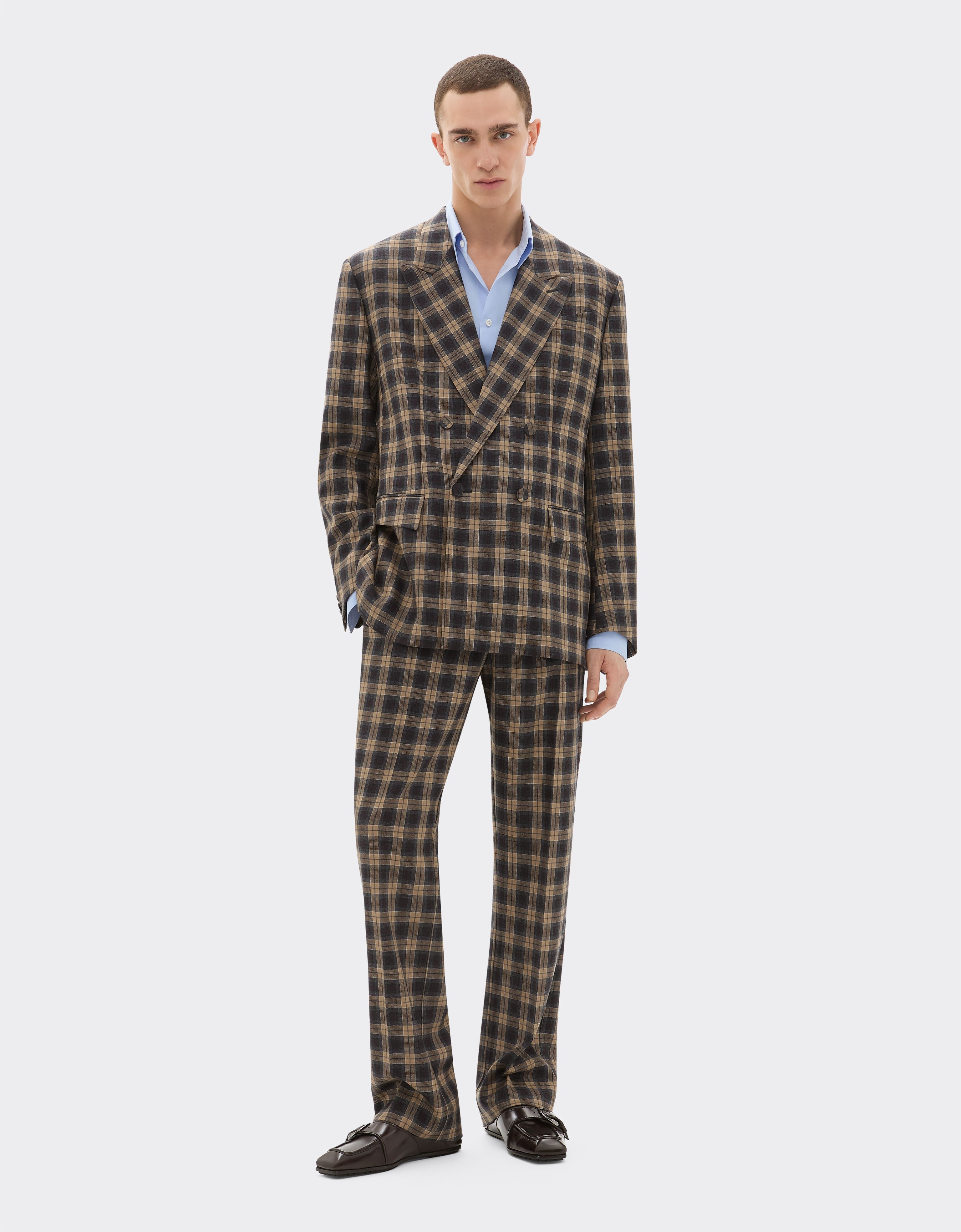 Ferrari Zweireihiger Blazer aus Schottenkaro aus Wolle Mélange-Grau 22596f