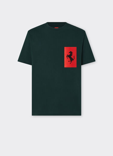 Ferrari Baumwoll-T-Shirt mit tänzelndem Pferd Militärgrün 21180f