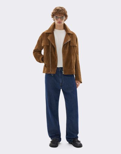 Ferrari Suede Biker Jacket with Prancing Horse Caffè CLMOU0015LCK0003f