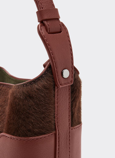 Ferrari Mini shearling bucket bag Espresso 49267f