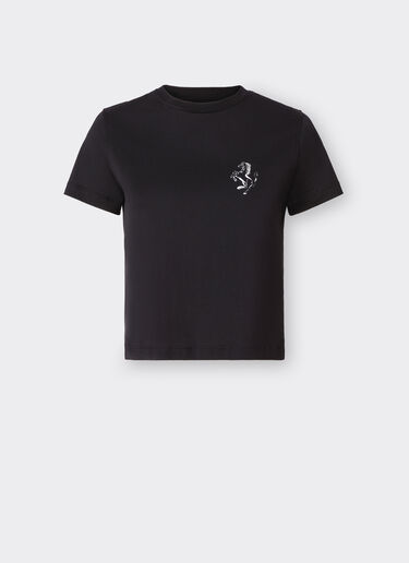 Ferrari Cotton T-shirt with Prancing Horse detail Black 20134f