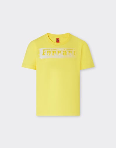 Ferrari Camiseta de algodón con logotipo Ferrari cepillado Giallo Modena 22464fK