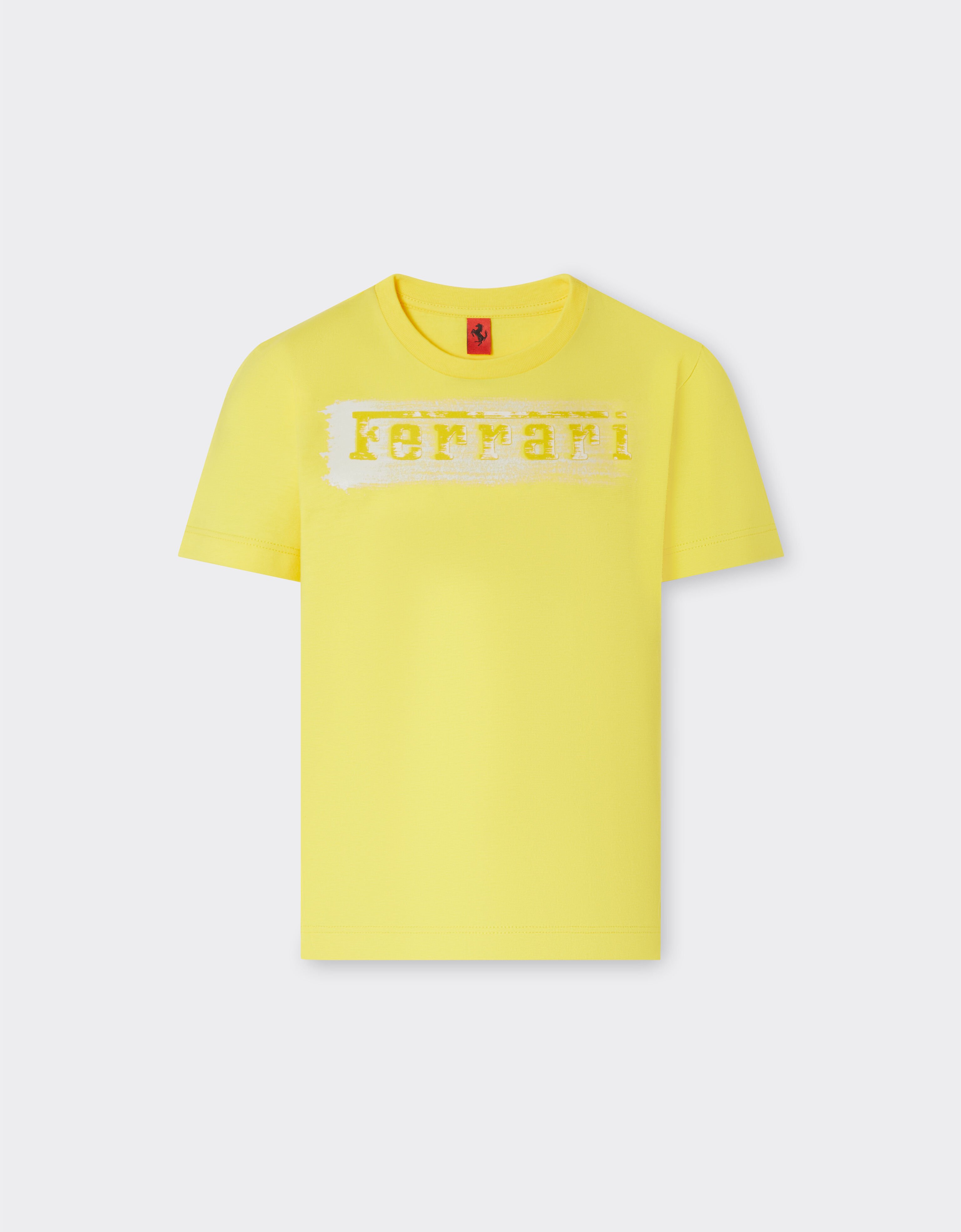 Ferrari Camiseta de algodón con logotipo Ferrari cepillado Giallo Modena 22464fK