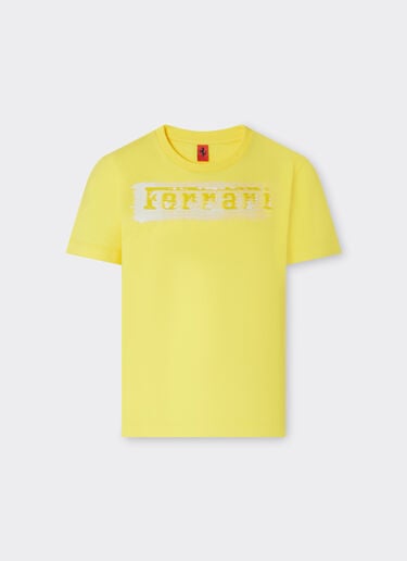 Camiseta de algodón con logotipo Ferrari cepillado Ferrari Camiseta de algodón con logotipo Ferrari cepillado Giallo Modena 22464fK