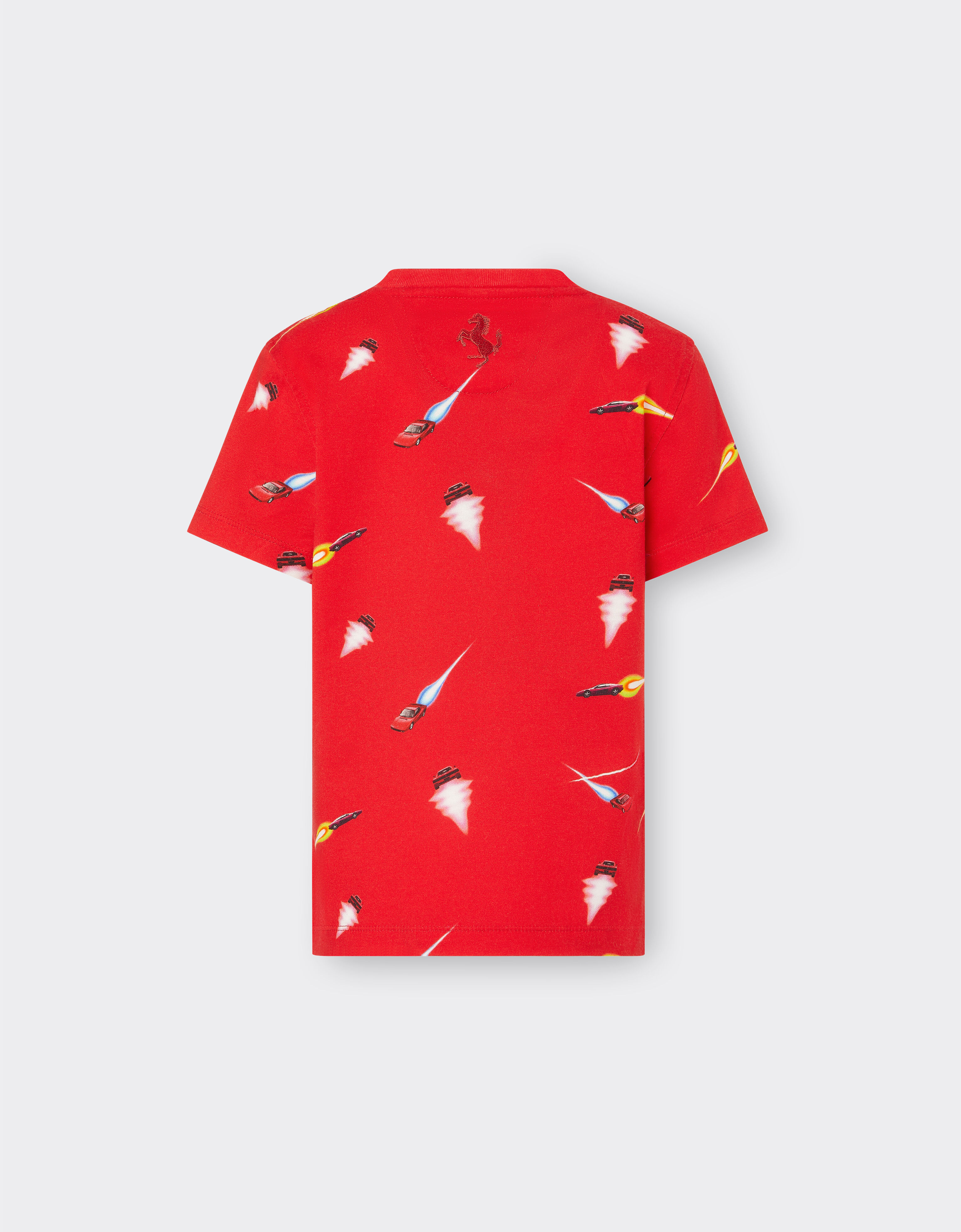 Ferrari Cotton T-shirt with Ferrari Cars print Rosso Corsa 20163fK