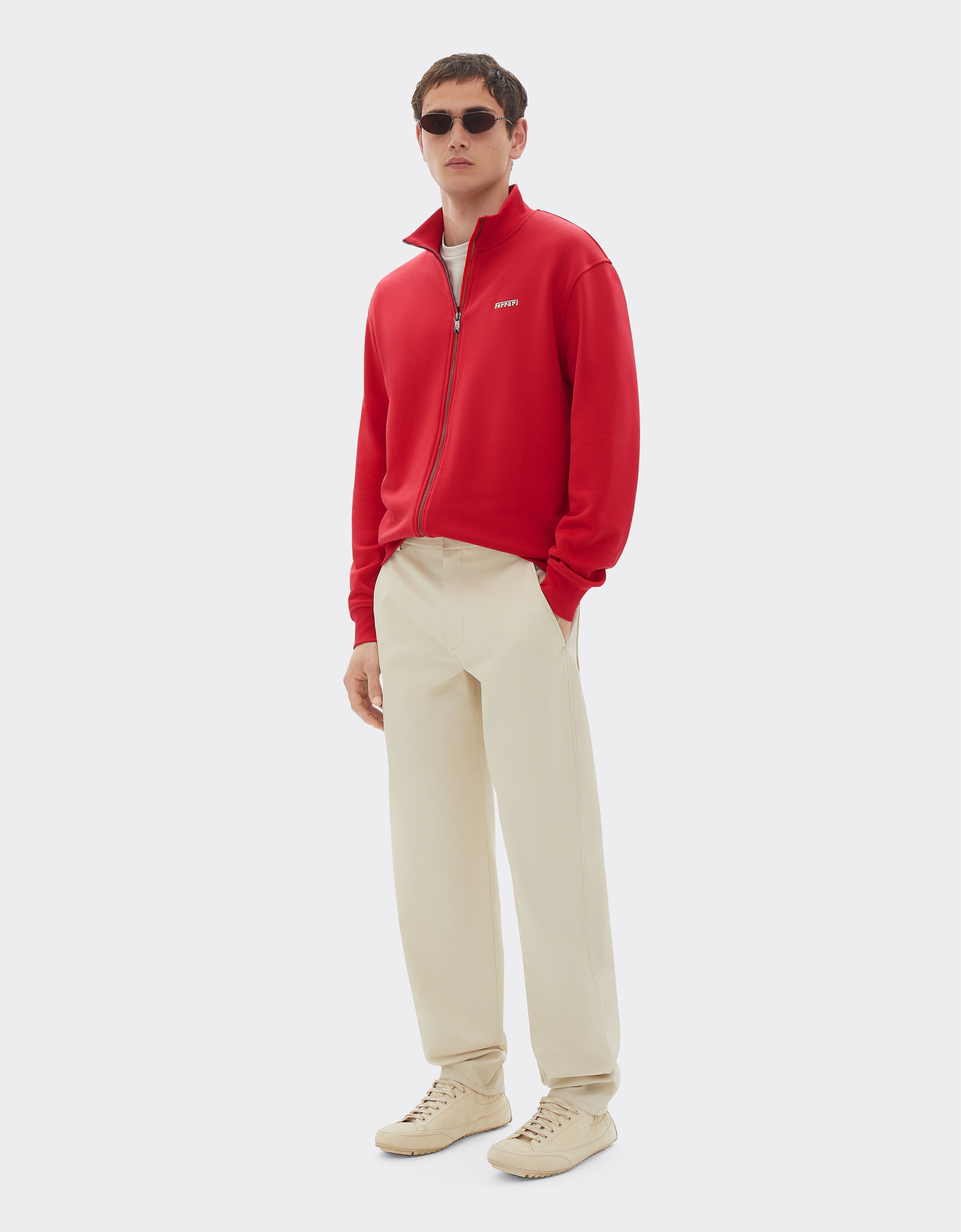 Ferrari Sweater in technical fabric with zip Racing red 21192f
