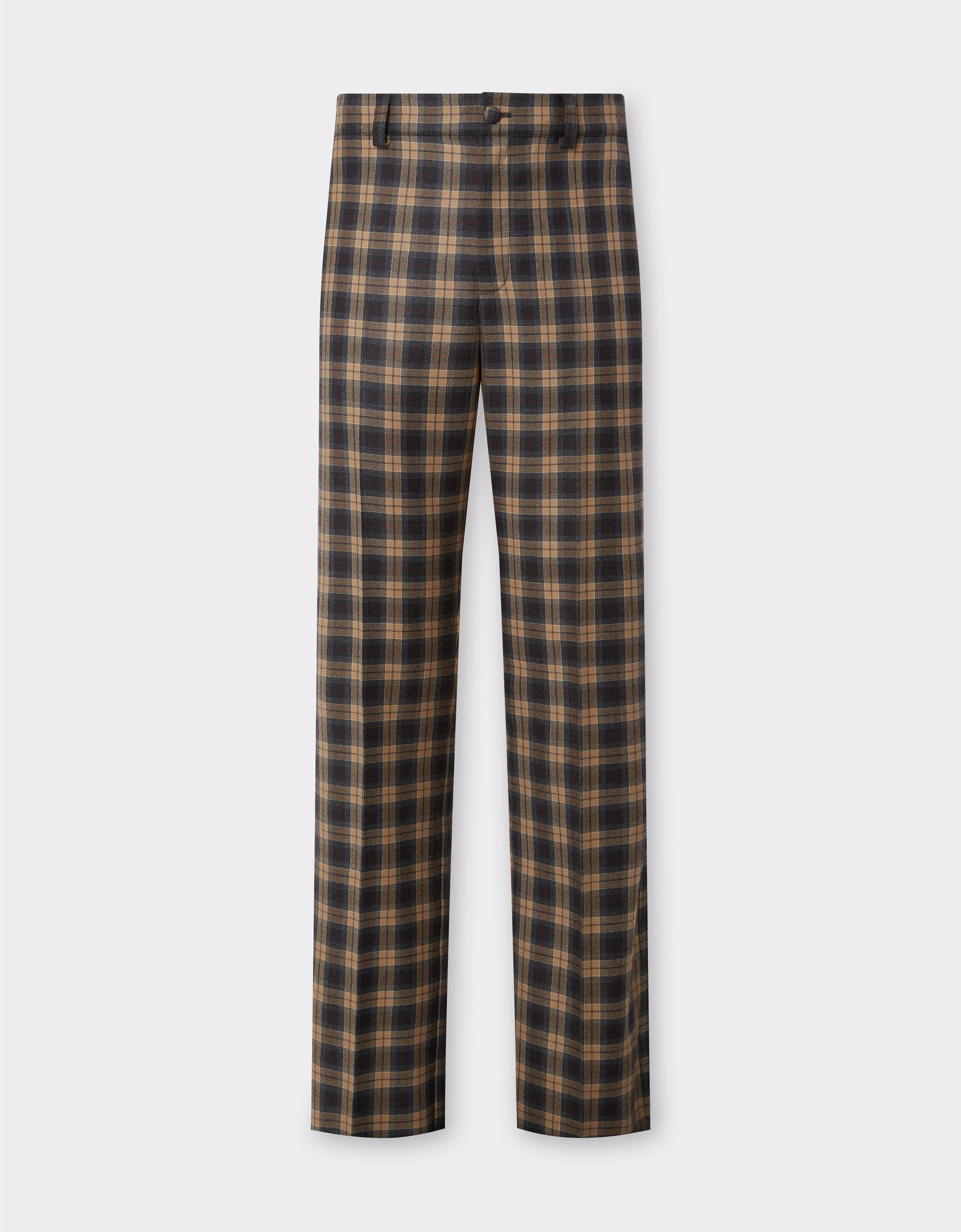 Ferrari Tartan wool chinos Melange gray 22694f