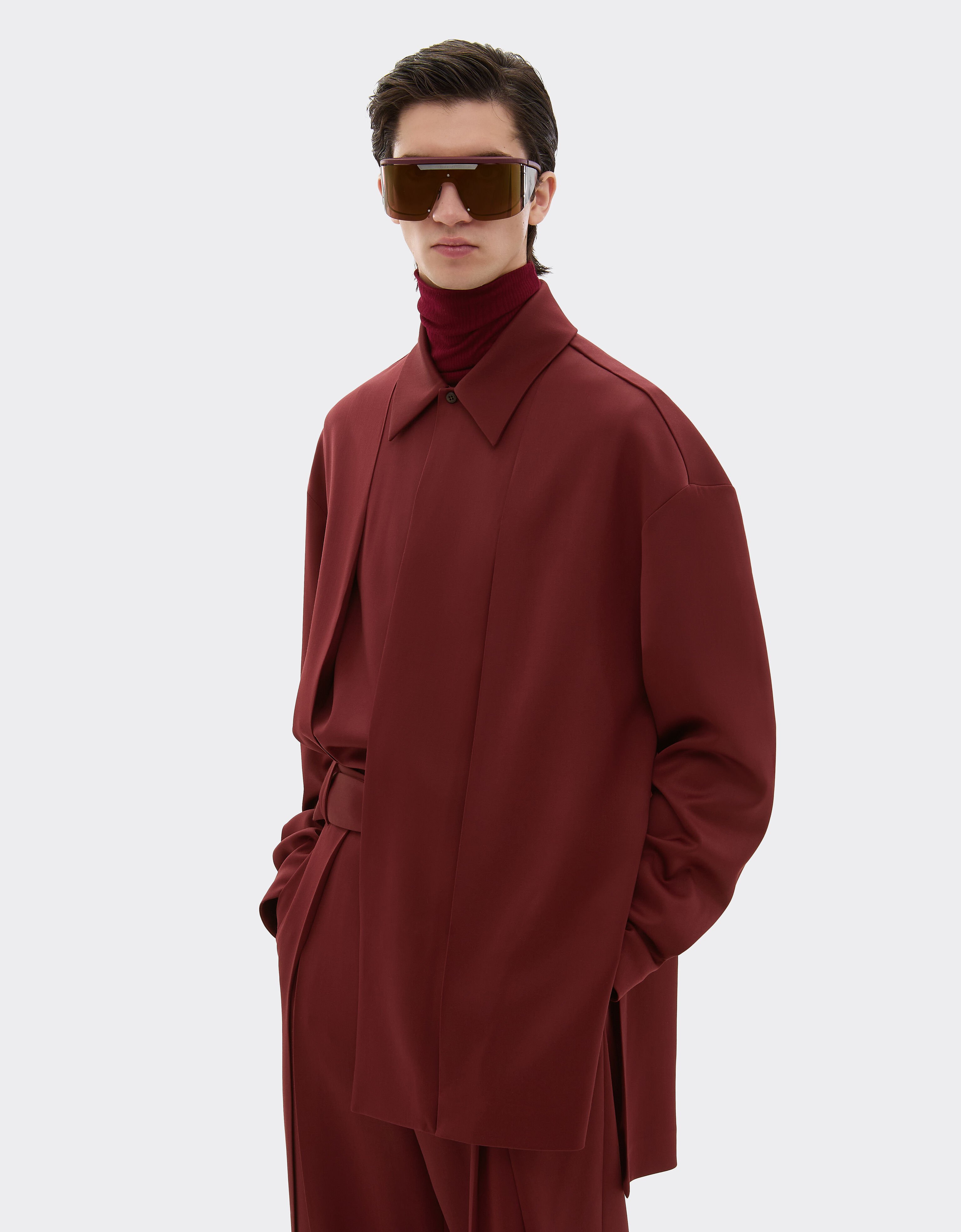 Ferrari Wool satin shirt Mahogany 49210f