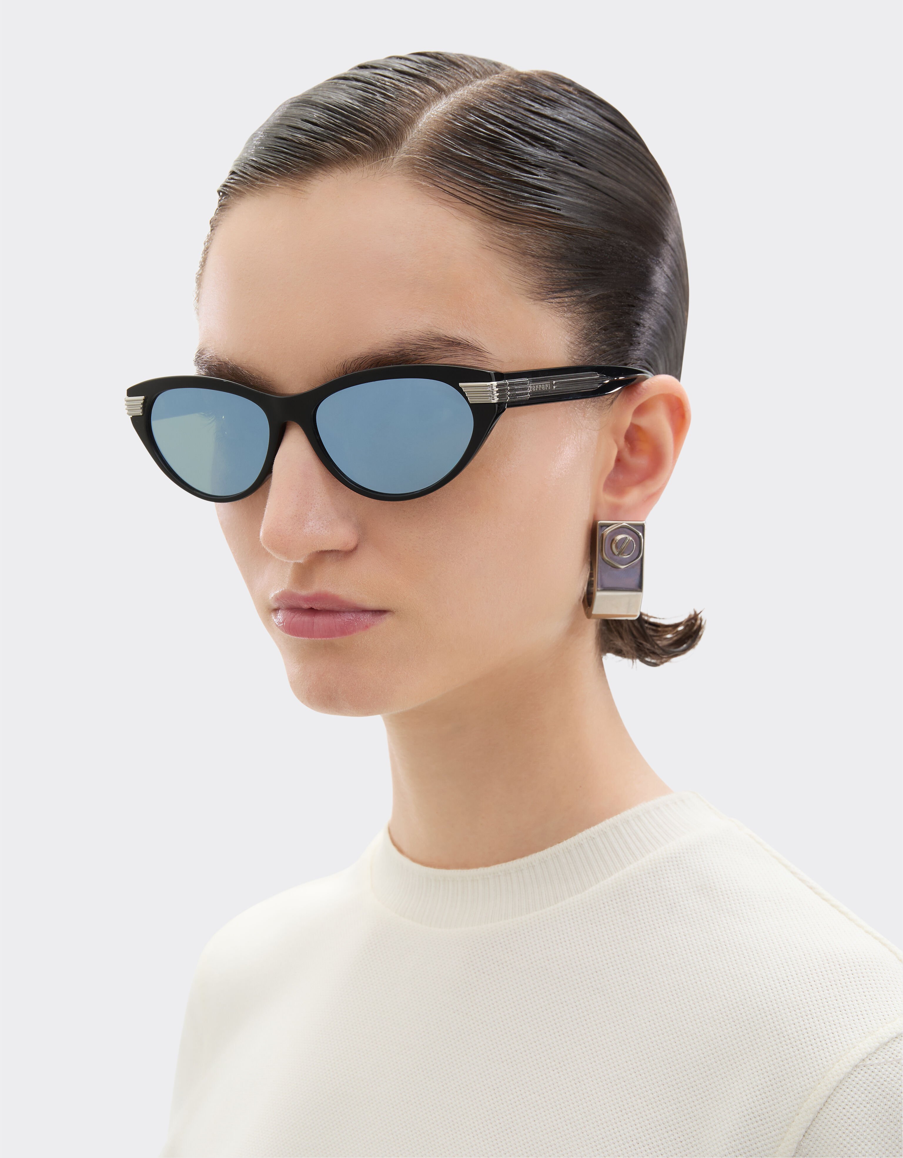 Ferrari Ferrari sunglasses in shiny blackacetate with gray mirrored lenses Black LA0EXf