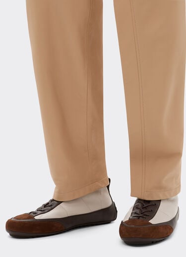 Nappa leather, suede and stretch fabric high-top driver sneaker Ferrari Nappa leather, suede and stretch fabric high-top driver sneaker Beige 22735f