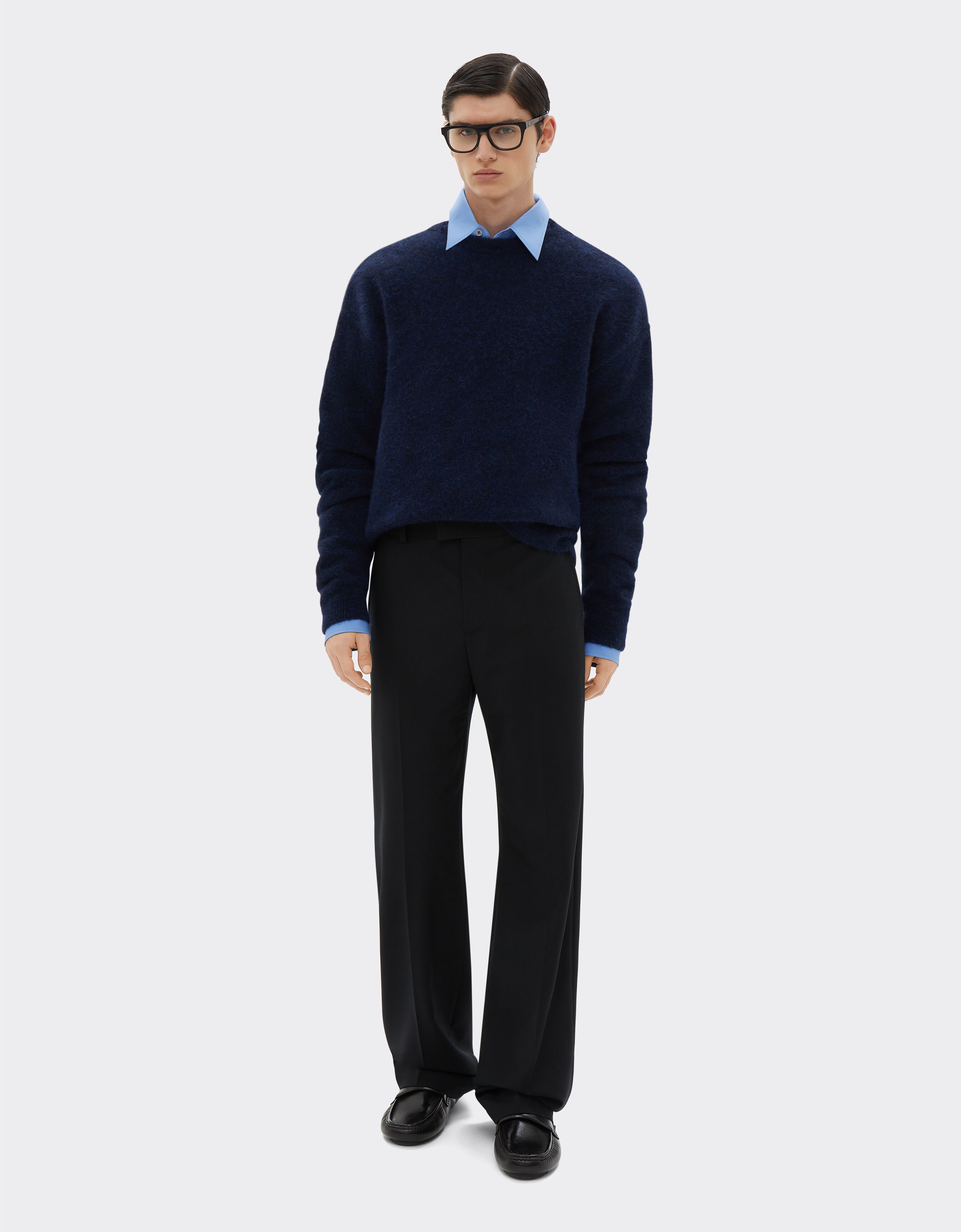 Ferrari Alpaca and wool sweater with Ferrari label Navy 21044f