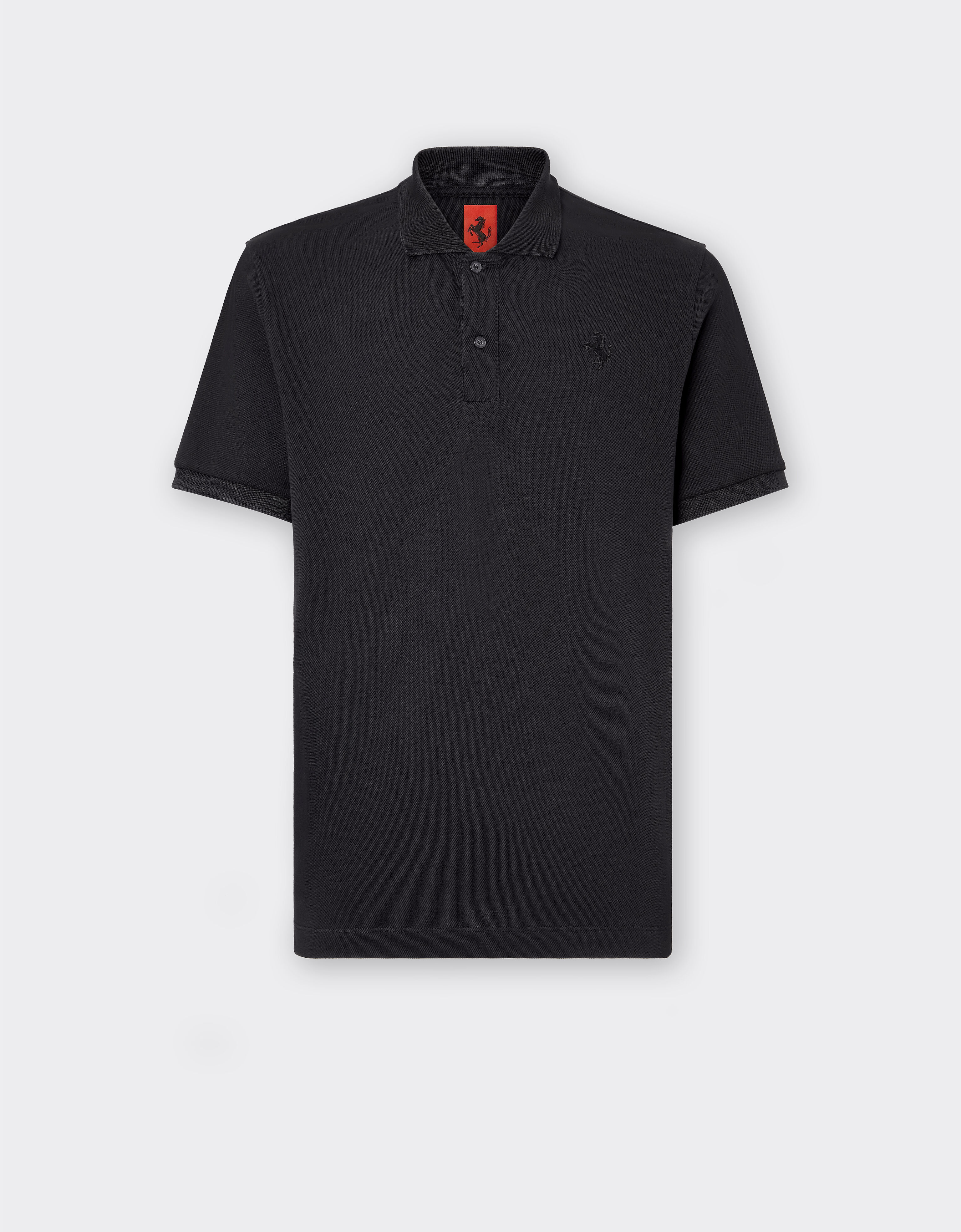 Ferrari Solid-colour polo shirt in piqué cotton Black 48515f