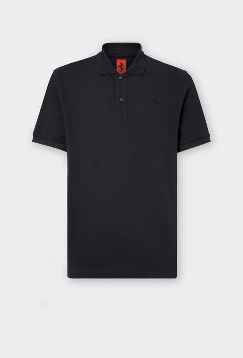 Ferrari Solid-colour polo shirt in piqué cotton Black 48515f