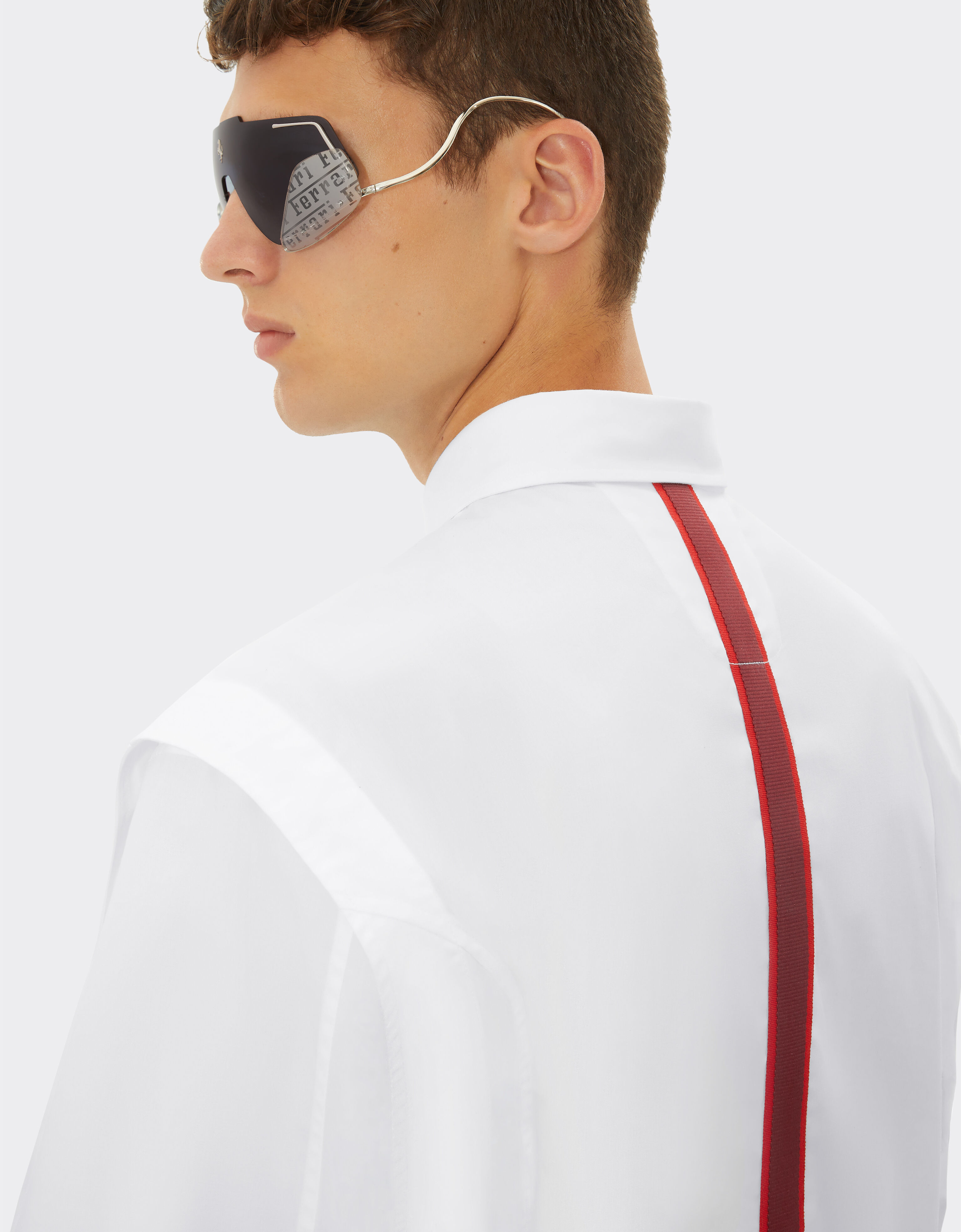 Ferrari Camisa de algodón con cinta de grogrén 3D Blanco óptico 48315f