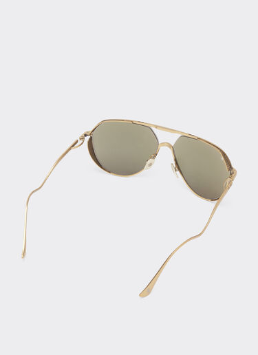 Ferrari Ferrari sunglasses in matt gold-tone titanium with gold mirror yellow lenses Satin Gold LA02Of