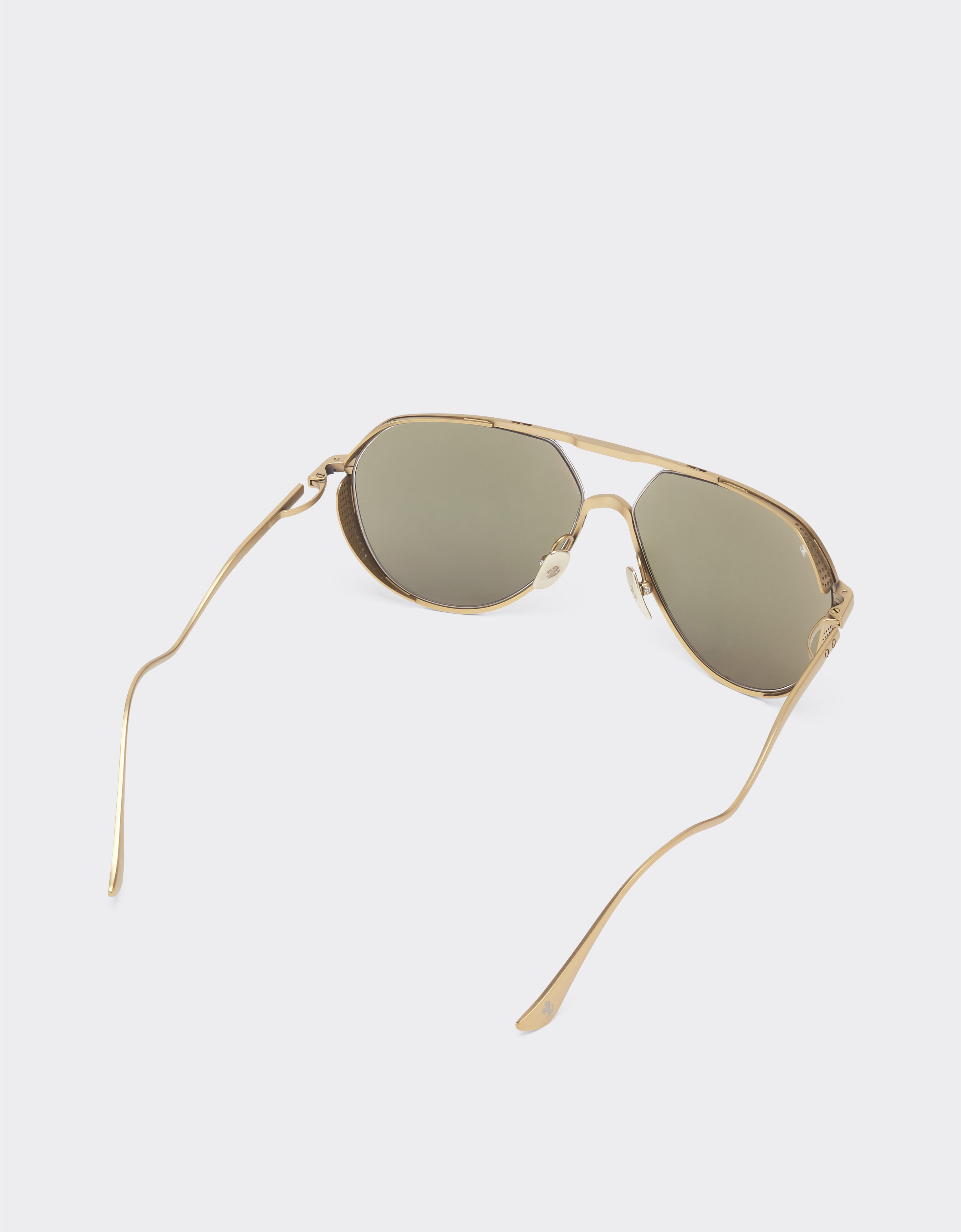 Ferrari Ferrari sunglasses in matt gold-tone titanium with gold mirror yellow lenses Satin Gold LA02Of