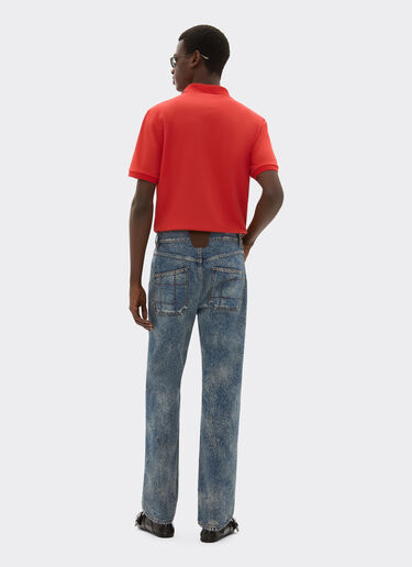 Ferrari Organic cotton piqué polo shirt with Prancing Horse Rosso Dino 47822f