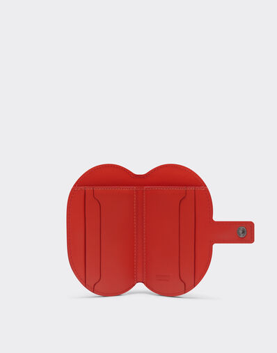 Ferrari Foldable card holder in glossy brushed leather Rosso Dino 21958f