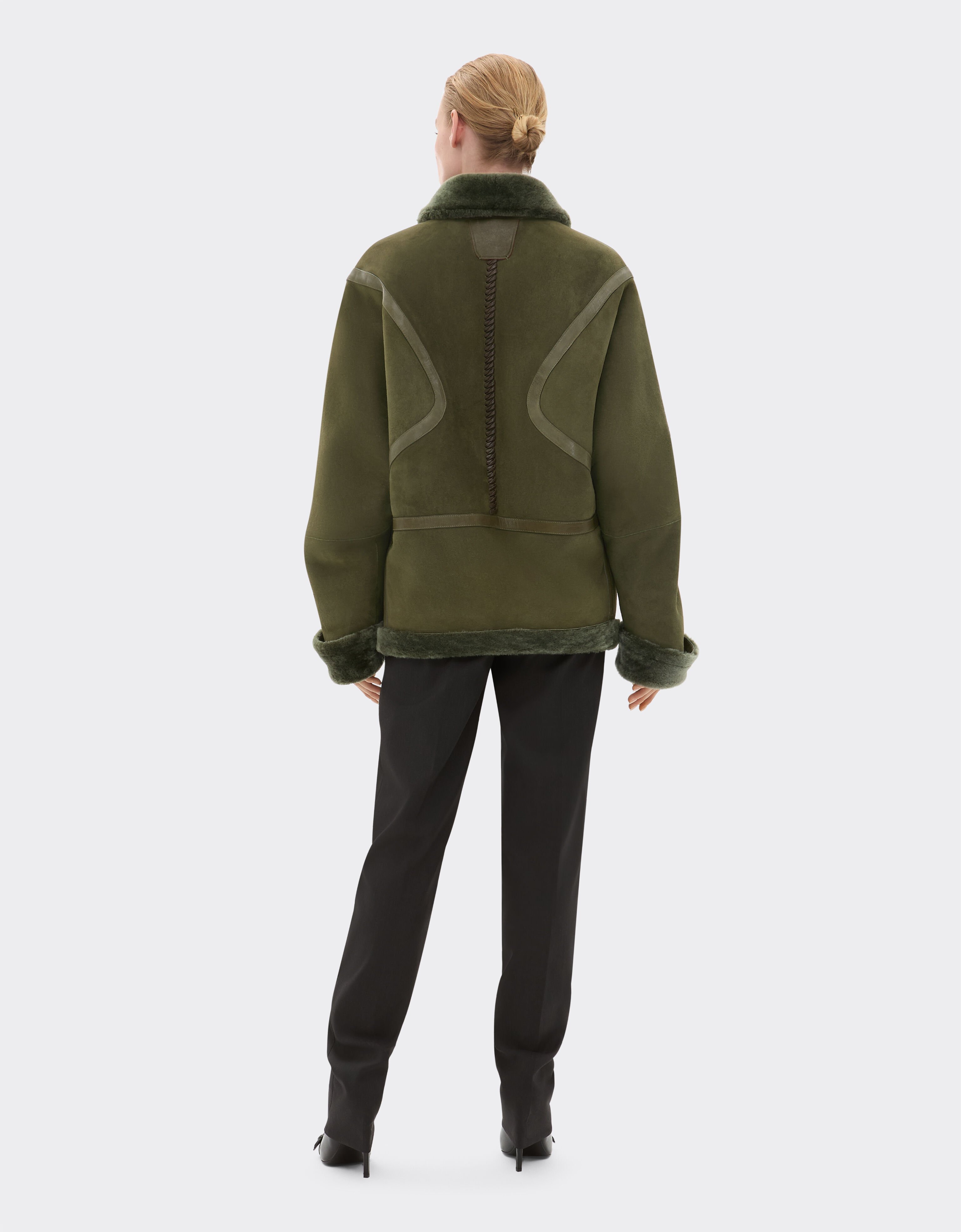 Ferrari Caban in lana merino effetto astrakan Verde Loden 49249f