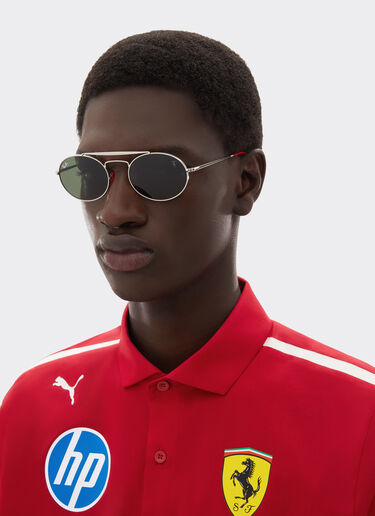 Ferrari Ray-Ban for Scuderia Ferrari RB3775M en metal plateado y rojo con lentes verdes Plata LA0ECf