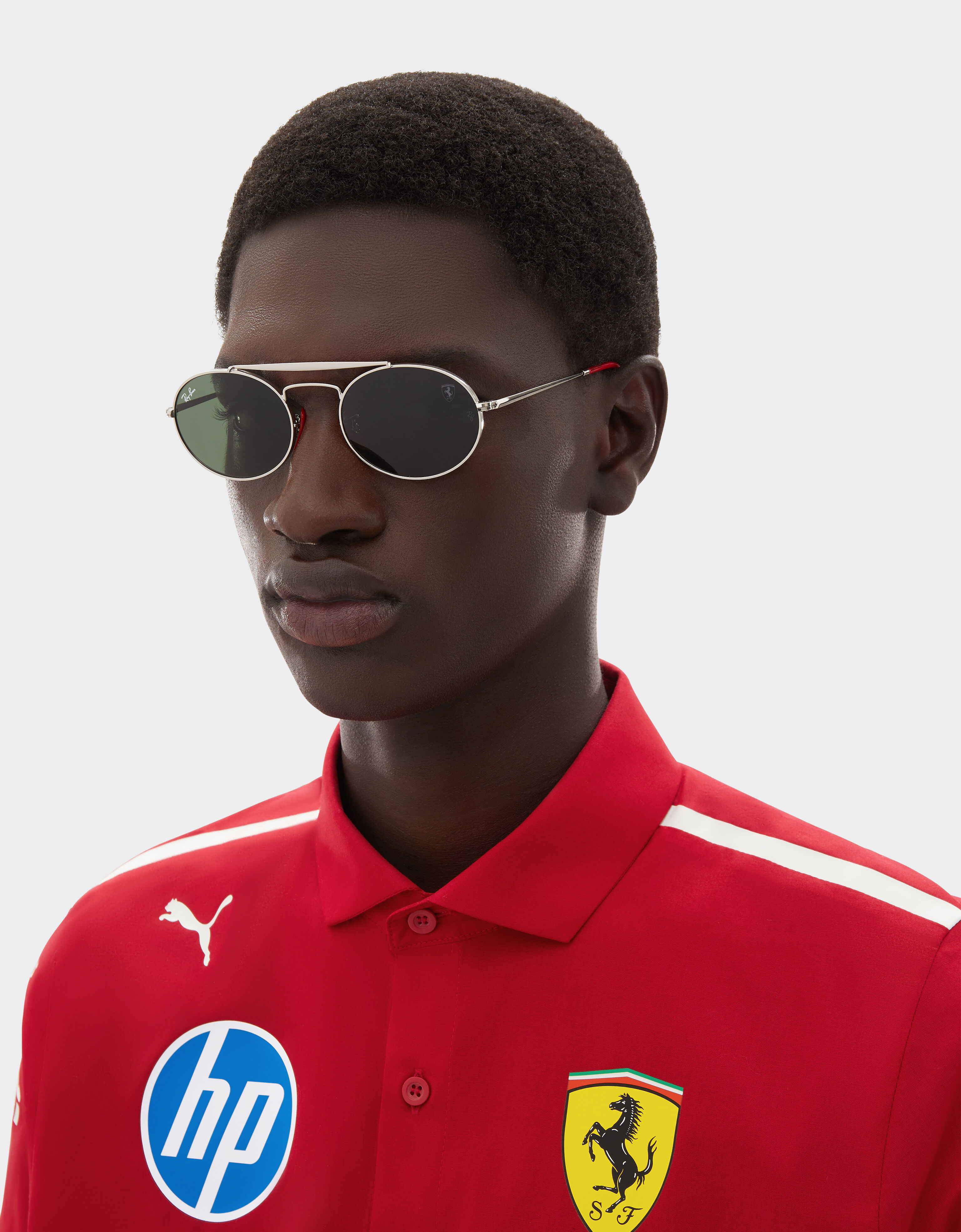 Ferrari Ray-Ban for Scuderia Ferrari RB3775M en metal plateado y rojo con lentes verdes Plata LA0ECf