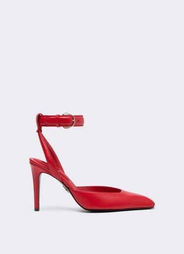 Leather Heeled Sandal Ferrari Leather Heeled Sandal Rosso Magma CSWSA0011XL00003f