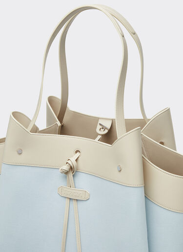 Ferrari Ferrari x Charles Leclerc tote bag in canvas and leather Steel Blue 49184f