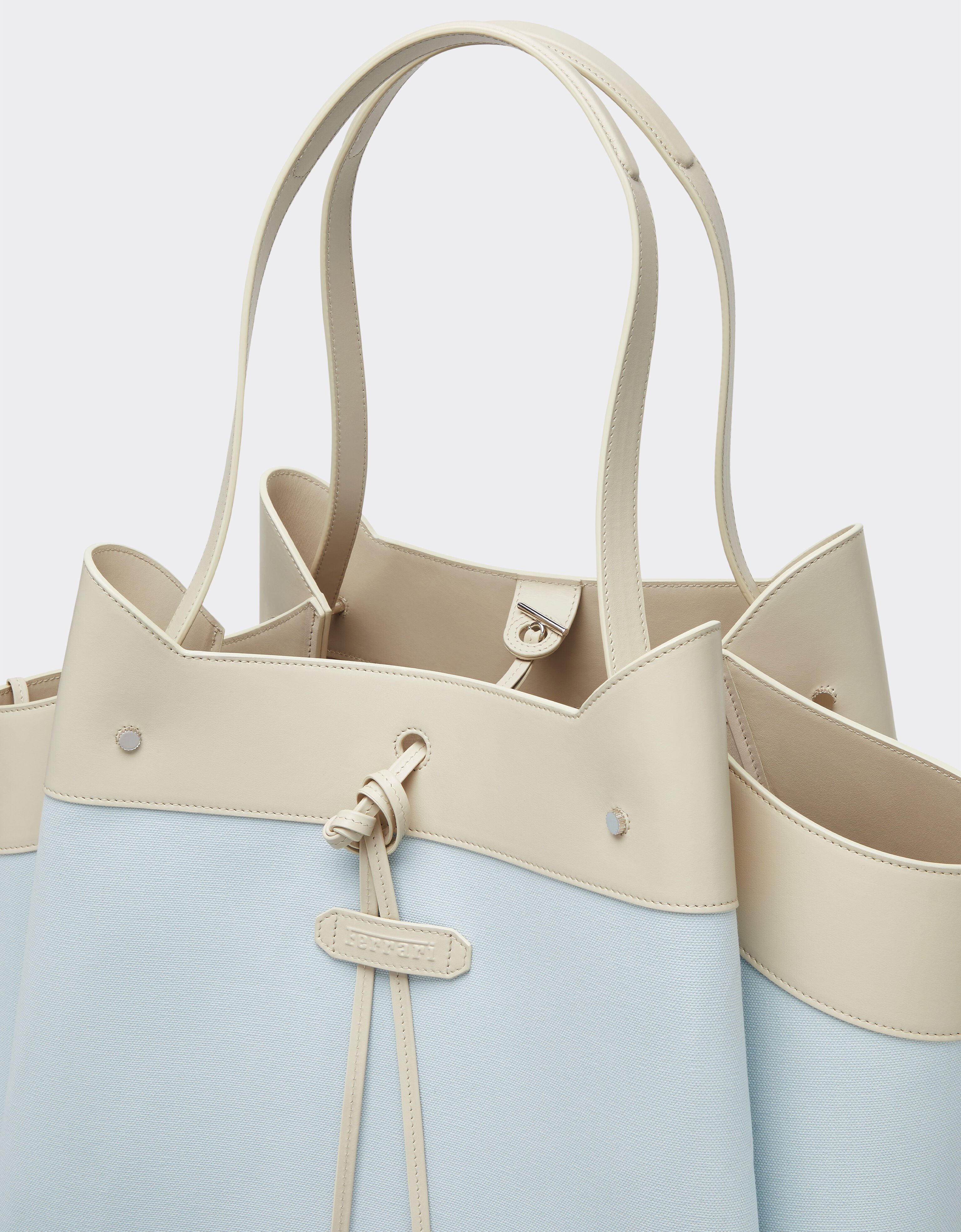 Ferrari Ferrari x Charles Leclerc tote bag in canvas and leather Steel Blue 49184f