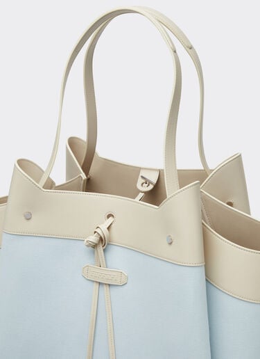 Ferrari x Charles Leclerc tote bag in canvas and leather Ferrari Ferrari x Charles Leclerc tote bag in canvas and leather Steel Blue 49184f
