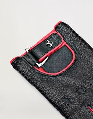 Ferrari Gants de conduite en cuir avec Cheval cabré Noir 47148f