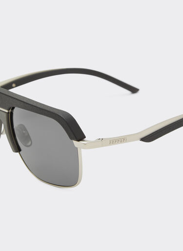 Ferrari Ferrari sunglasses in matte silver metal with gray polarized lenses Black LA0EQf