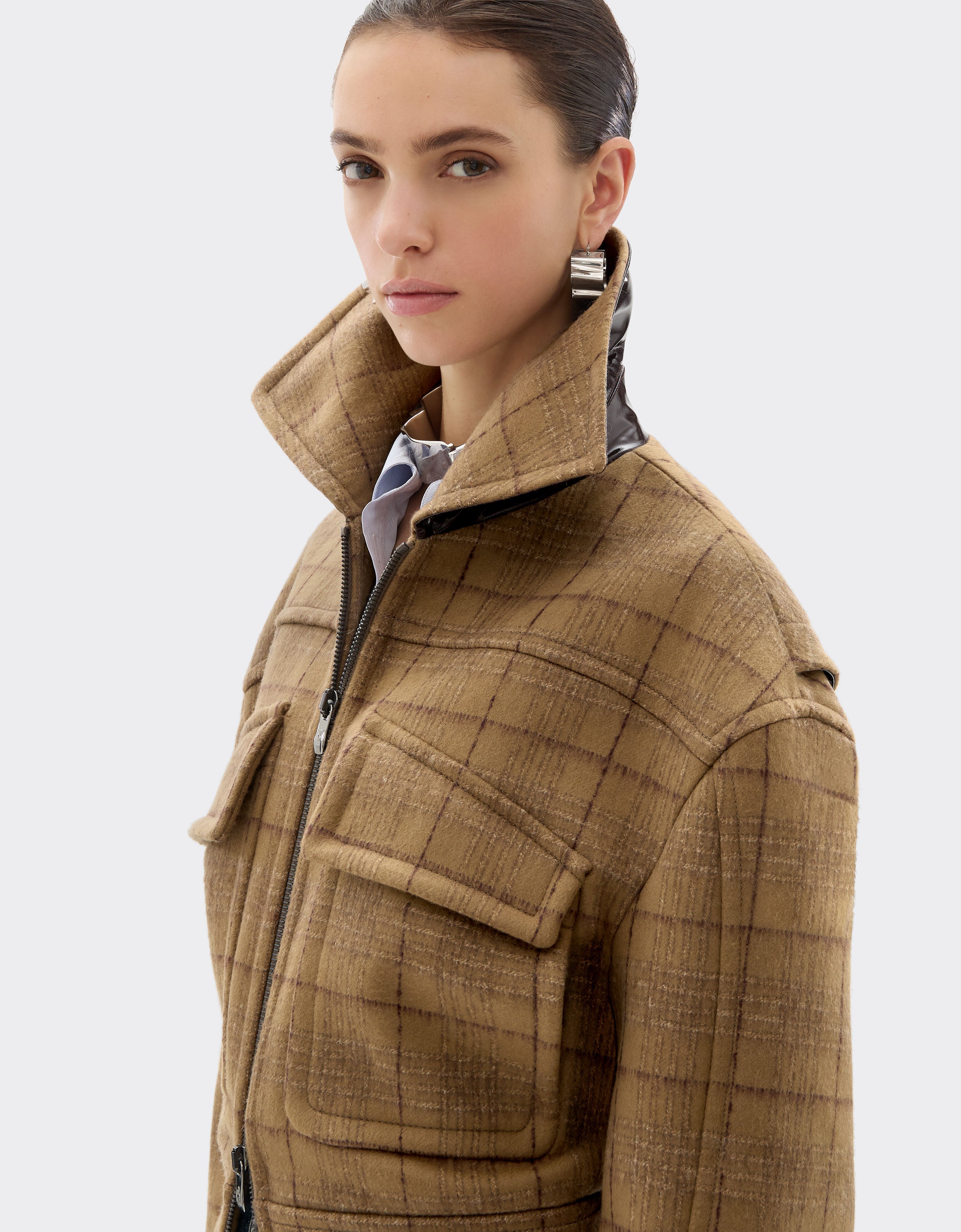 Ferrari Tartan wool blouson Espresso 22609f