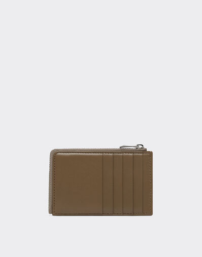 Ferrari Leather card holder with zip Khaki Green 50622f