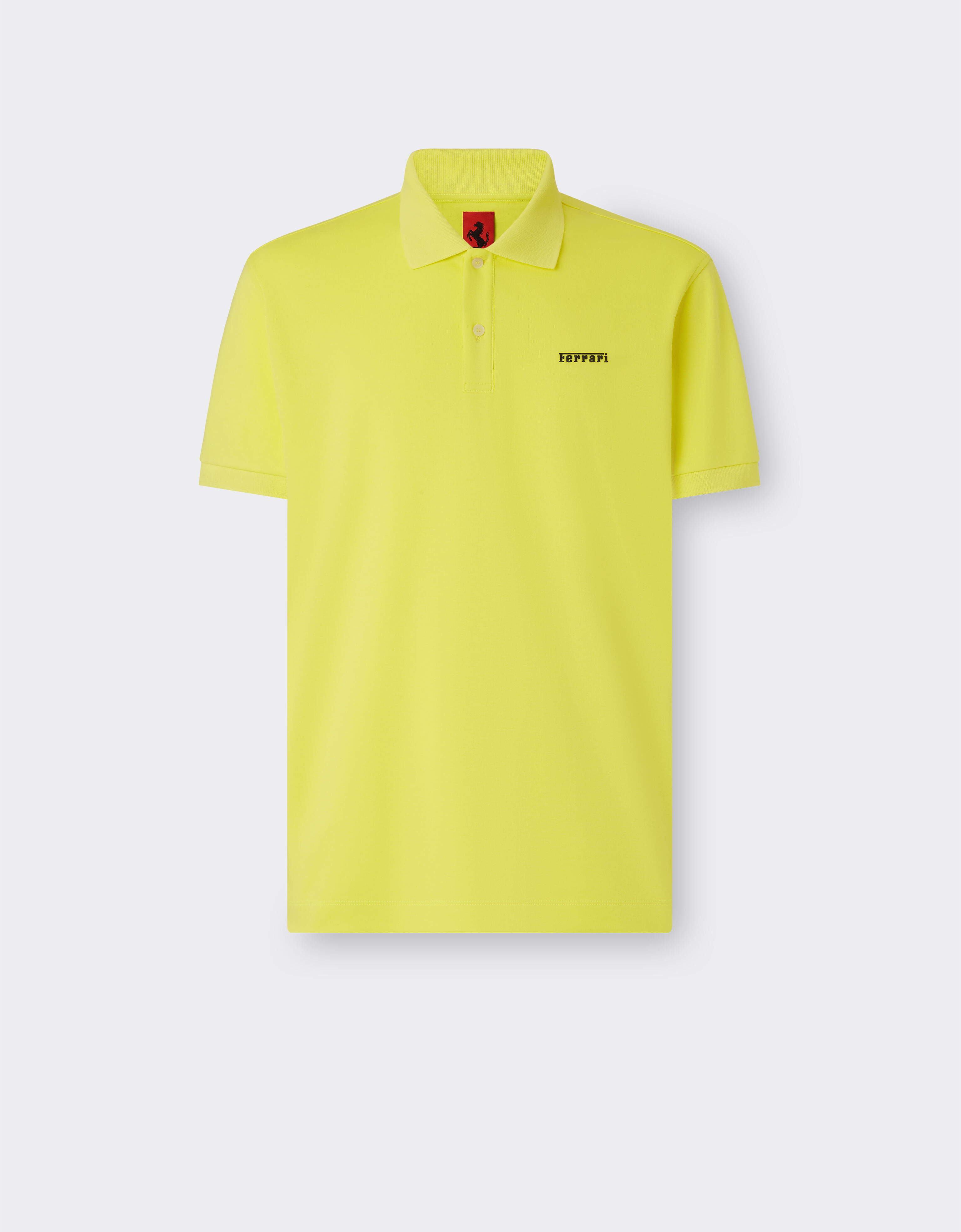Ferrari Short-sleeved cotton polo shirt with Ferrari logo Giallo Modena 48300f