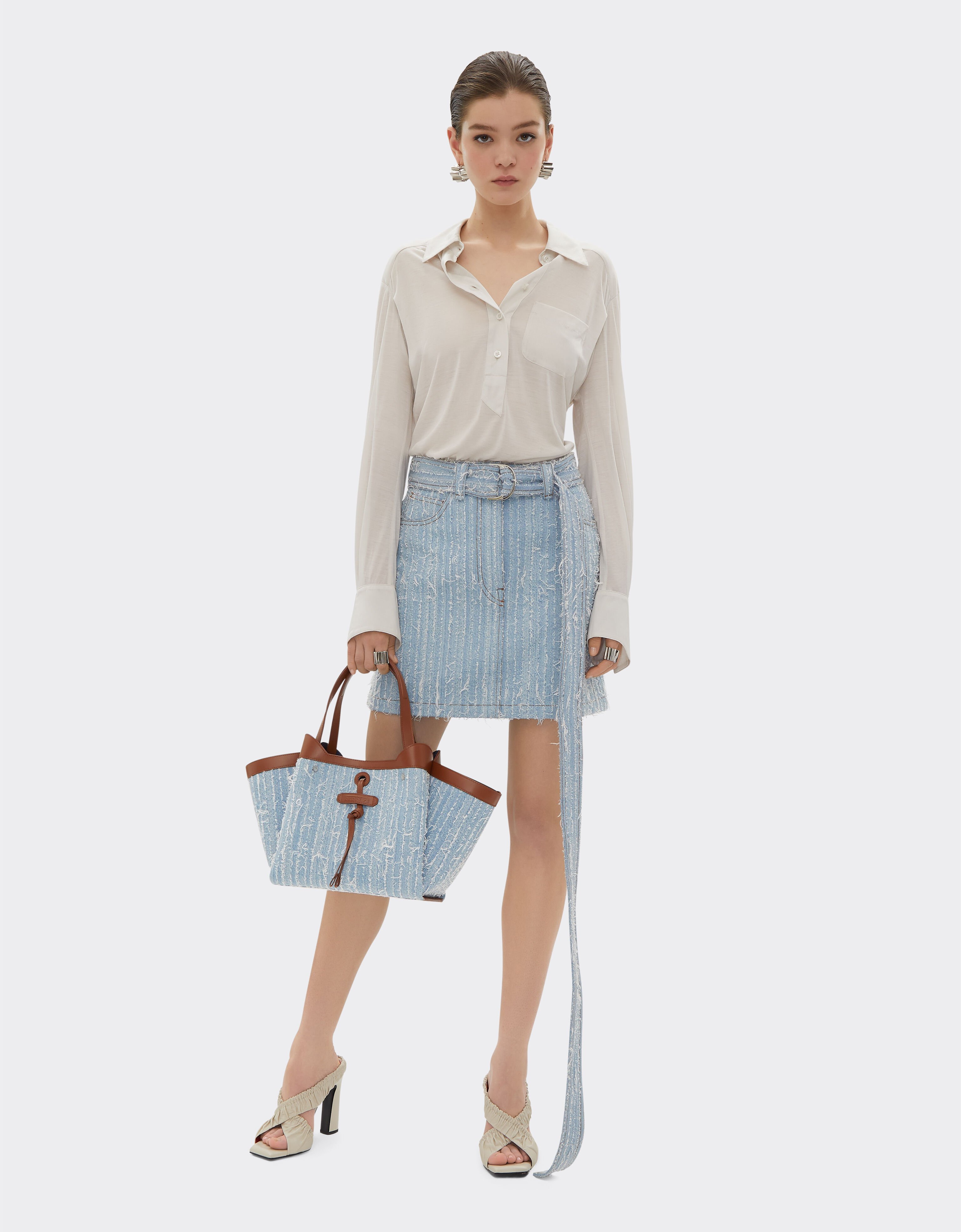 Ferrari Small tote bag in denim and leather Denim Blue 22425f