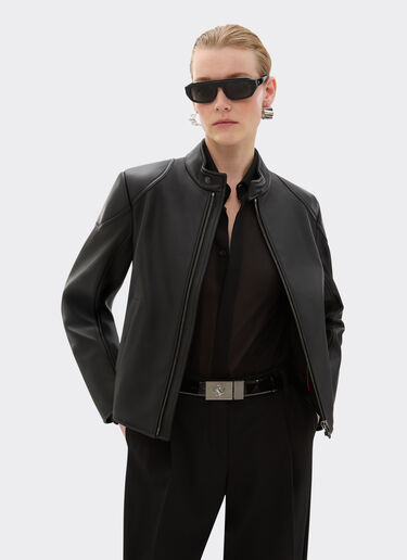Ferrari Leather jacket with padded shoulders Black 47659f