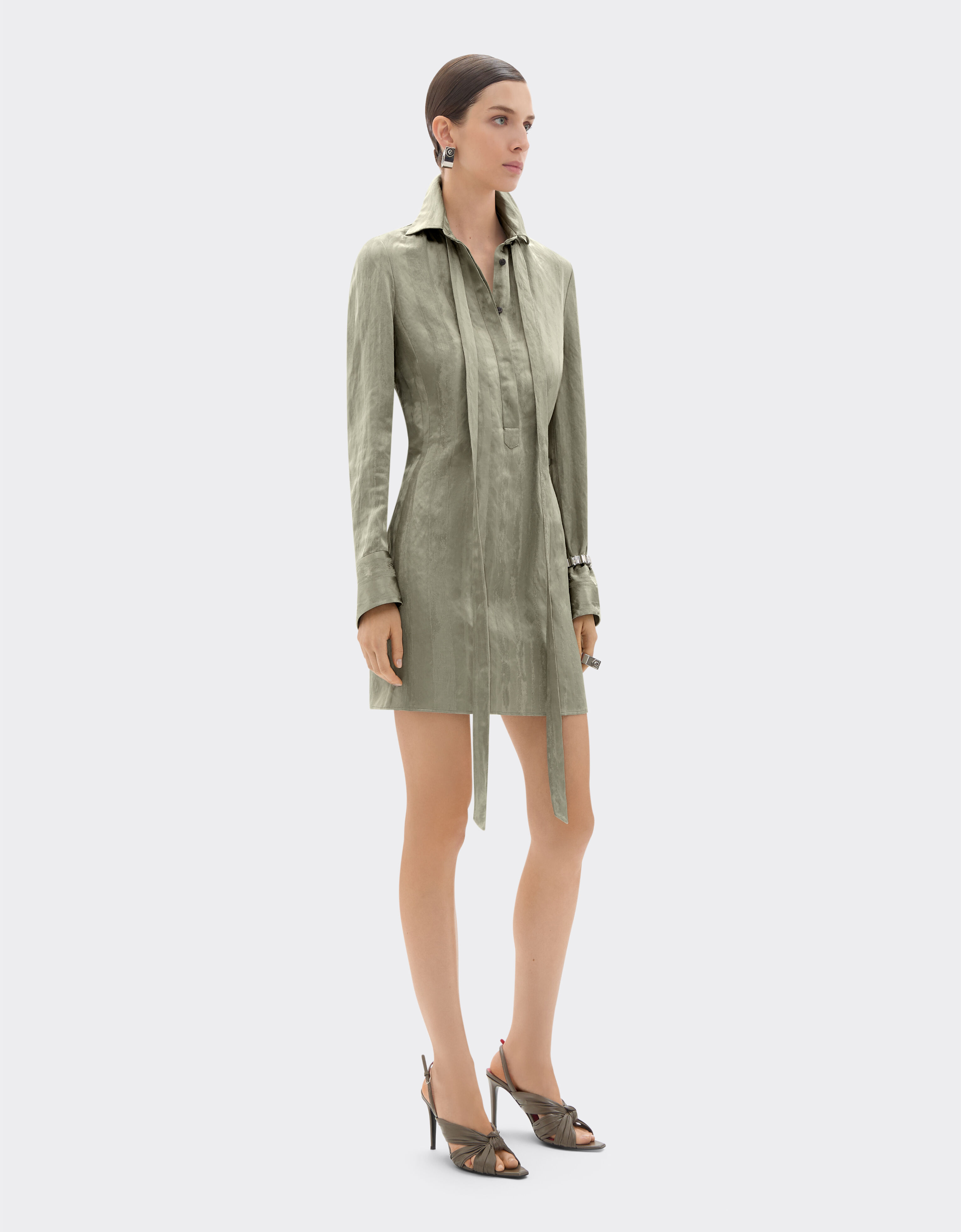 Jacquard dress with striped pattern Ferrari Jacquard dress with striped pattern Khaki Green 50353f