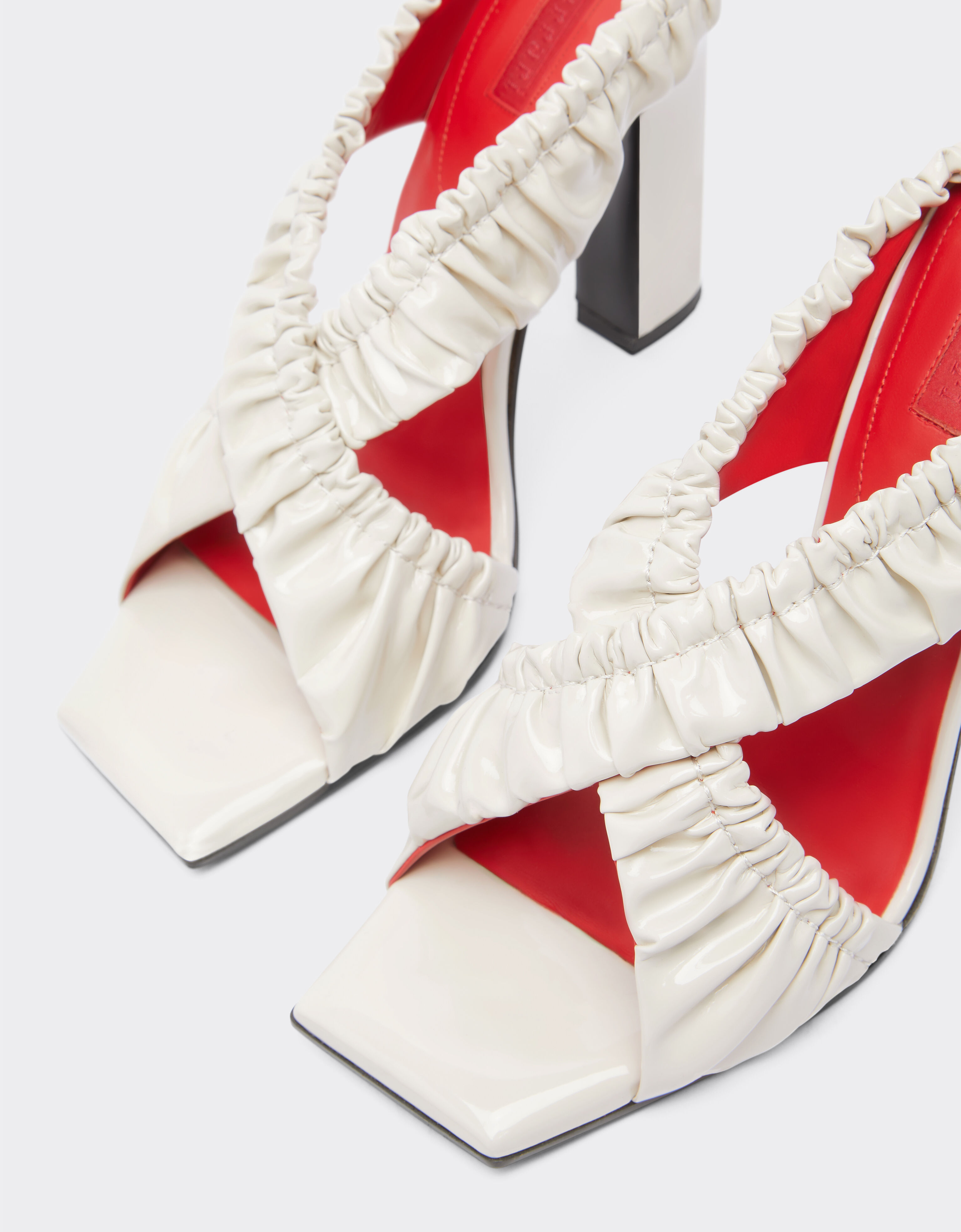 Ferrari High sandals in patent leather Ecru 22025f