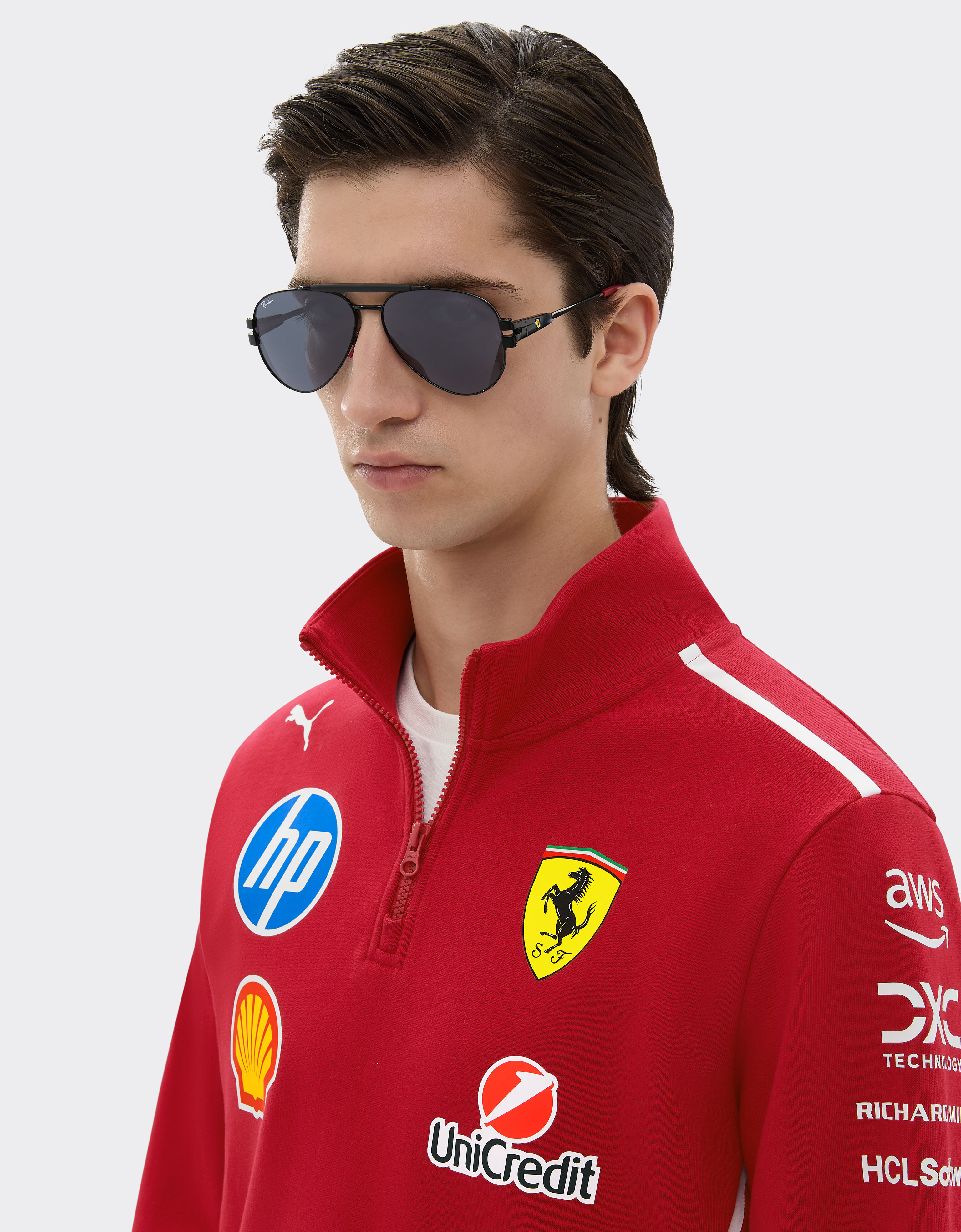 Ferrari Ray-Ban for Scuderia Ferrari RB3762M in black metal with dark grey lenses Black LA01Af
