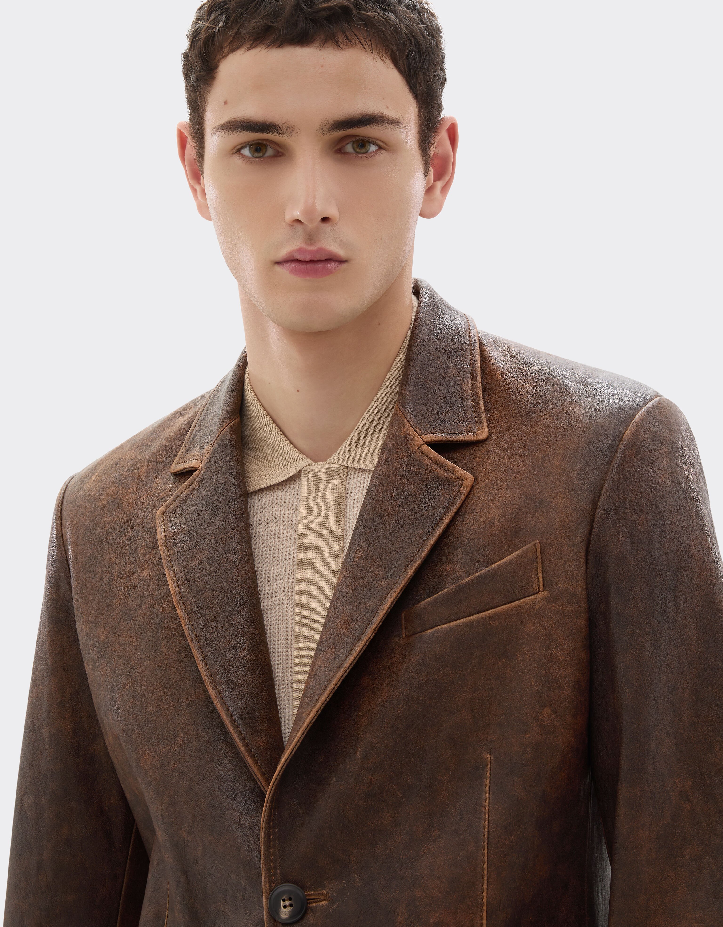 Ferrari blazer en cuir damassé Khaki Green 50087f