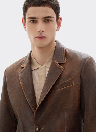 Ferrari Damask leather blazer Khaki Green 50087f