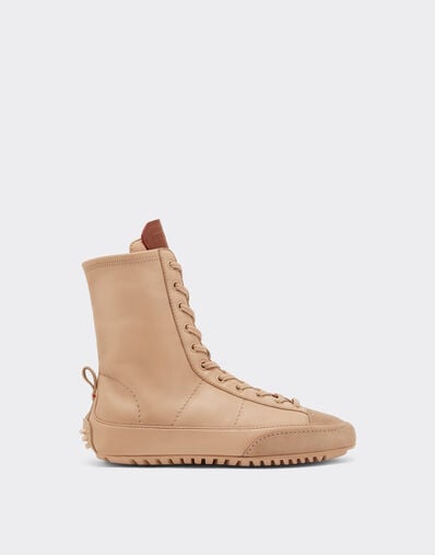 Ferrari Nappa leather and suede high-top driver sneaker Nude 22738f