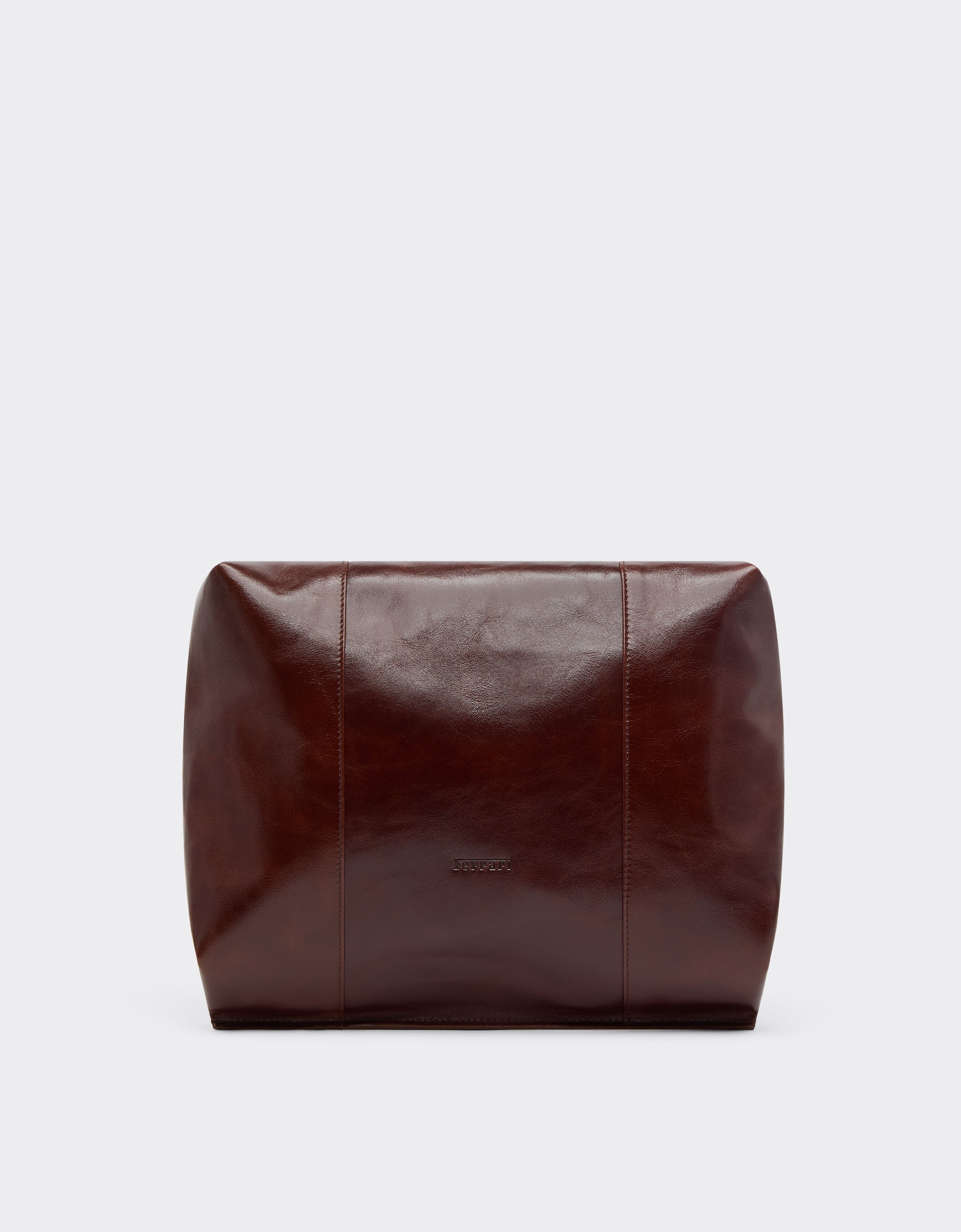 Glossy Leather Clutch Bag Ferrari Glossy Leather Clutch Bag Marrone Scuro CBMTT0001YL00077f