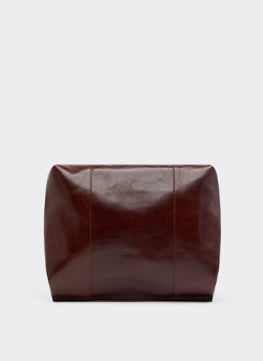 Glossy Leather Clutch Bag Ferrari Glossy Leather Clutch Bag Marrone Scuro CBMTT0001YL00077f