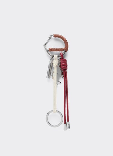 Multicolored metal and leather keyring with charm Ferrari Multicolored metal and leather keyring with charm Tobacco 50011f