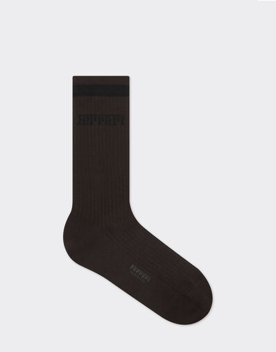 Ferrari Chaussettes longues en coton avec logo Ferrari Brun foncé 49190f