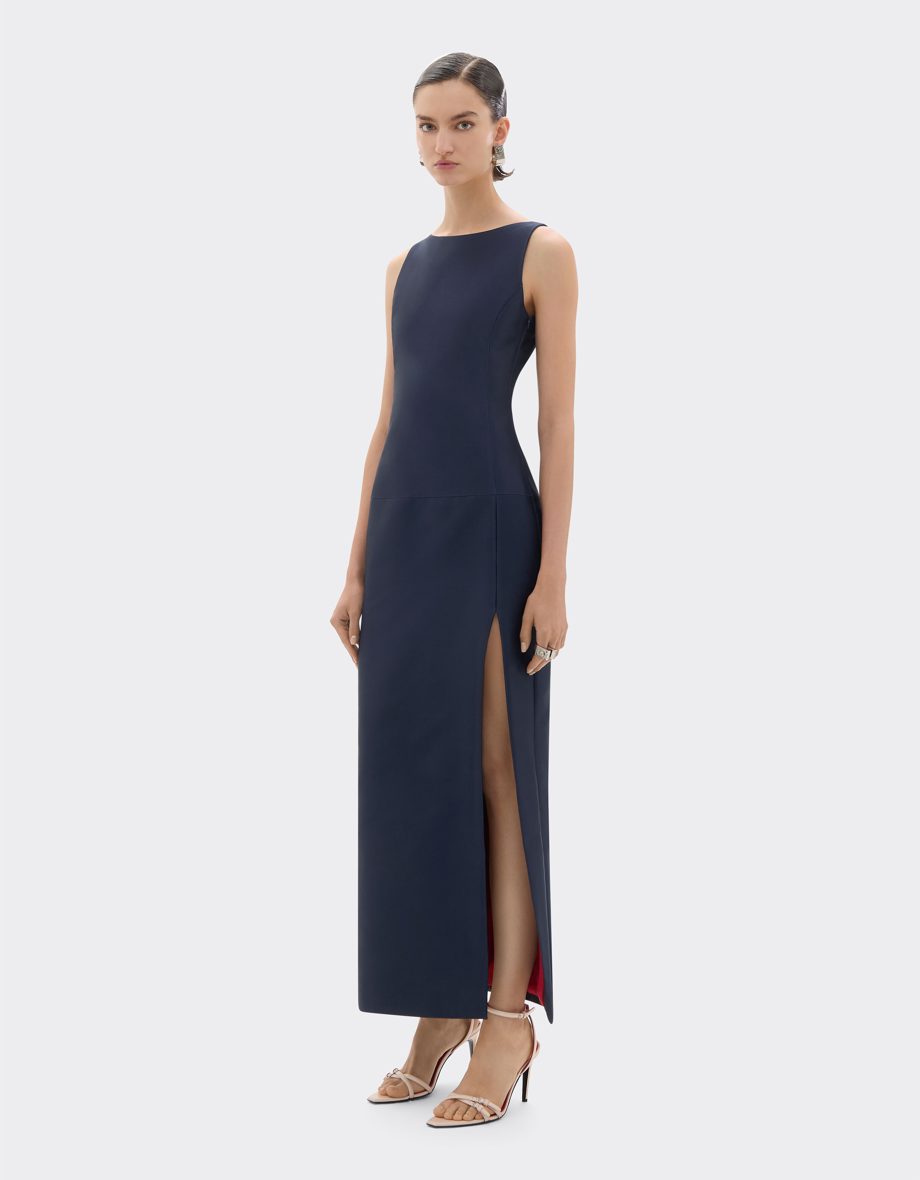 Ferrari Long dress in technical gabardine Ultramarine 49920f